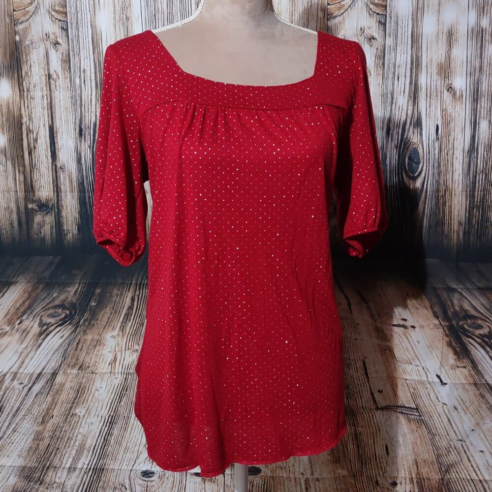 Personal Identity Short Sleeve Sequin Blouse
